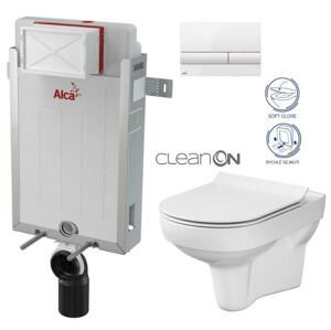 ALCADRAIN Renovmodul předstěnový instalační systém s bílým tlačítkem M1710 + WC CERSANIT CITY NEW CLEANON + WC SEDÁTKO SLIM AM115/1000 M1710 CI2