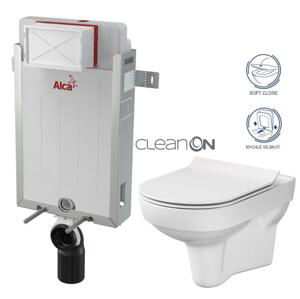 ALCADRAIN Renovmodul předstěnový instalační systém bez tlačítka + WC CERSANIT CITY NEW CLEANON + WC SEDÁTKO SLIM AM115/1000 X CI2