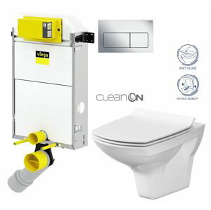 VIEGA Presvista modul PURE pro WC včetně tlačítka Life5 CHROM + WC CERSANIT CLEANON CARINA + SEDÁTKO V771928 LIFE5CR CA3