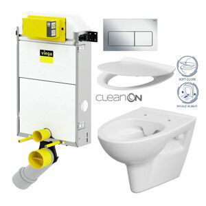 VIEGA Presvista modul PURE pro WC včetně tlačítka Life5 CHROM + WC CERSANIT CLEANON PARVA + SEDÁTKO V771928 LIFE5CR PA2