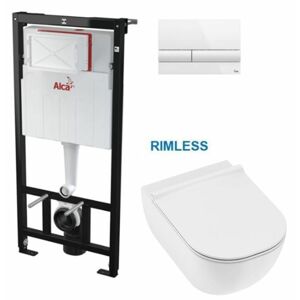 ALCADRAIN Sádromodul předstěnový instalační systém s bílým tlačítkem M1710 + WC JIKA MIO + SEDÁTKO SLIM AM101/1120 M1710 IO1