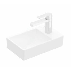 VILLEROY & BOCH Avento Umývátko 360x220 mm, bez přepadu, 1 otvor pro baterii vpravo, CeramicPlus, alpská bílá 43003LR1