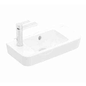 VILLEROY & BOCH O.novo Umývátko Compact 500x250 mm, s přepadem, 1 otvor pro baterii vlevo, alpská bílá 4342L501