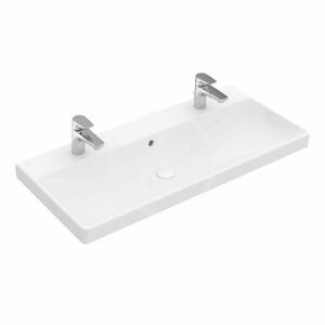 VILLEROY & BOCH Avento Dvojumyvadlo nábytkové 1000x470 mm, s přepadem, otvory pro baterie, alpská bílá 4156A401