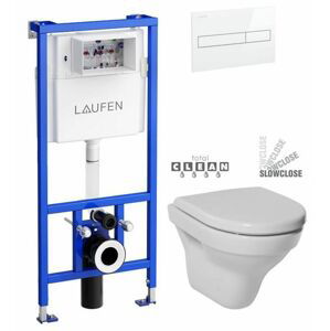 LAUFEN Rámový podomítkový modul CW1 SET s bílým tlačítkem + WC JIKA TIGO + SEDÁTKO DURAPLAST SLOWCLOSE H8946600000001BI TI2