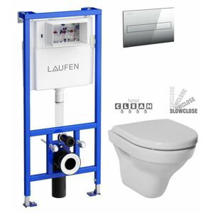 LAUFEN Rámový podomítkový modul CW1 SET s chromovým tlačítkem + WC JIKA TIGO + SEDÁTKO DURAPLAST SLOWCLOSE H8946600000001CR TI2