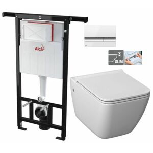 ALCADRAIN Jádromodul předstěnový instalační systém s bílým/ chrom tlačítkem M1720-1 + WC JIKA PURE + SEDÁTKO DURAPLAST AM102/1120 M1720-1 PU1