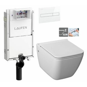 LAUFEN Podomít. systém LIS TW1 SET s bílým tlačítkem + WC JIKA PURE + SEDÁTKO DURAPLAST H8946630000001BI PU1