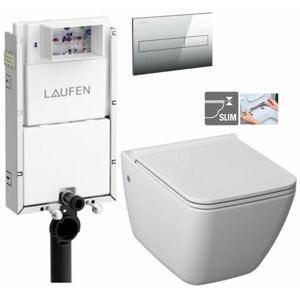 LAUFEN Podomít. systém LIS TW1 SET s chromovým tlačítkem + WC JIKA PURE + SEDÁTKO DURAPLAST H8946630000001CR PU1