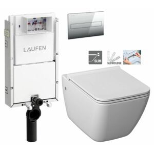 LAUFEN Podomít. systém LIS TW1 SET s chromovým tlačítkem + WC JIKA PURE + SEDÁTKO SLOWCLOSE H8946630000001CR PU2