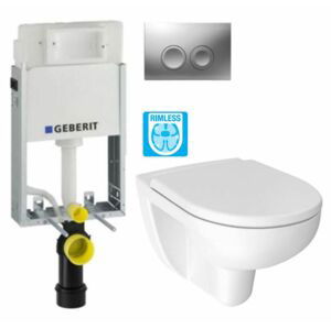 GEBERIT KOMBIFIXBasic vč. matného tlačítka DELTA 25 + WC JIKA LYRA PLUS RIMLESS + SEDÁTKO DURAPLAST 110.100.00.1 21MA LY1