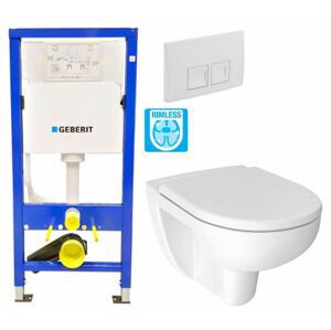 GEBERIT DuofixBasic s bílým tlačítkem DELTA50 + WC JIKA LYRA PLUS RIMLESS + SEDÁTKO DURAPLAST 458.103.00.1 50BI LY1