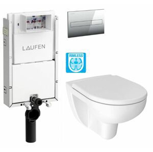 LAUFEN Podomít. systém LIS TW1 SET s chromovým tlačítkem + WC JIKA LYRA PLUS RIMLESS + SEDÁTKO DURAPLAST H8946630000001CR LY1