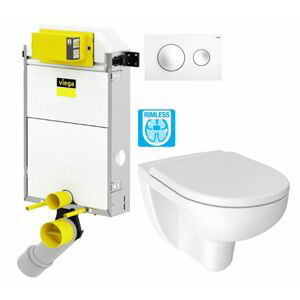 VIEGA Presvista modul PURE pro WC včetně tlačítka Style 20 bílé + WC JIKA LYRA PLUS RIMLESS + SEDÁTKO DURAPLAST V771928 STYLE20BI LY1