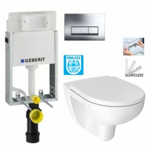 GEBERIT KOMBIFIXBasic vč. chromového tlačítka DELTA 51 + WC JIKA LYRA PLUS RIMLESS + SEDÁTKO DURAPLAST SLOWCLOSE 110.100.00.1 51CR LY2