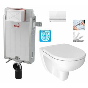 ALCADRAIN Renovmodul předstěnový instalační systém s bílým tlačítkem M1710 + WC JIKA LYRA PLUS RIMLESS + SEDÁTKO DURAPLAST SLOWCLOSE AM115/1000 M1710 LY2