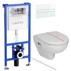 LAUFEN Rámový podomítkový modul CW1 SET s bílým tlačítkem + WC JIKA LYRA PLUS 49 + SEDÁTKO DURAPLAST H8946600000001BI LY3