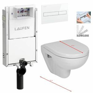 LAUFEN Podomít. systém LIS TW1 SET s bílým tlačítkem + WC JIKA LYRA PLUS 49 + SEDÁTKO DURAPLAST SLOWCLOSE H8946630000001BI LY4