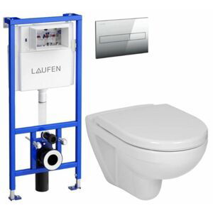 LAUFEN Rámový podomítkový modul CW1 SET s chromovým tlačítkem + WC JIKA LYRA PLUS + SEDÁTKO DURAPLAST H8946600000001CR LY6