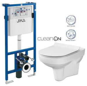 předstěnový instalační systém bez tlačítka + WC CERSANIT CITY NEW CLEANON + WC SEDÁTKO SLIM H895652 X CI2