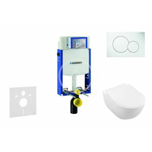 GEBERIT Kombifix Modul pro závěsné WC s tlačítkem Sigma01, alpská bílá + Villeroy Boch WC a sedátko, DirectFlush, SoftClose, CeramicPlus 110.302.00.5 NI1