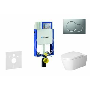 GEBERIT Kombifix Modul pro závěsné WC s tlačítkem Sigma01, matný chrom + Duravit ME by Starck WC a sedátko, Rimless, SoftClose 110.302.00.5 NM3