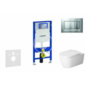 GEBERIT Duofix Modul pro závěsné WC s tlačítkem Sigma30, matný chrom/chrom + Duravit ME by Starck WC a sedátko, Rimless, SoftClose 111.300.00.5 NM7