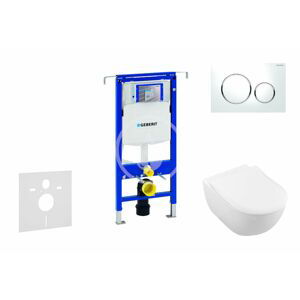 GEBERIT Duofix Modul pro závěsné WC s tlačítkem Sigma20, bílá/lesklý chrom + Villeroy Boch WC a sedátko, DirectFlush, SoftClose, CeramicPlus 111.355.00.5 NI4