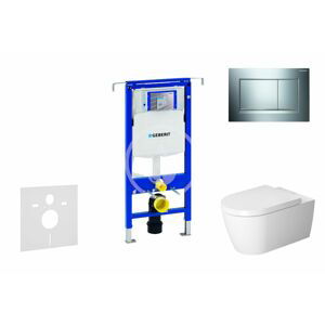 GEBERIT Duofix Modul pro závěsné WC s tlačítkem Sigma30, lesklý chrom/chrom mat + Duravit ME by Starck WC a sedátko, Rimless, SoftClose 111.355.00.5 NM6