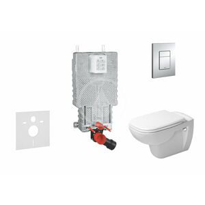 GROHE Uniset Set předstěnové instalace, klozetu a sedátka D-Code, Rimless, SoftClose, tlačítka Skate Cosmo, chrom 38643SET-KK