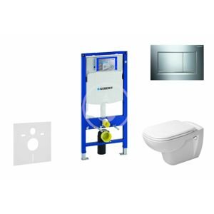 GEBERIT Duofix Modul pro závěsné WC s tlačítkem Sigma30, lesklý chrom/chrom mat + Duravit D-Code WC a sedátko, Rimless, SoftClose 111.300.00.5 NH6