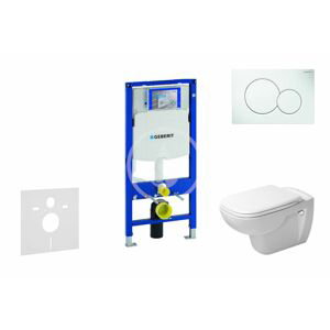 GEBERIT Duofix Modul pro závěsné WC s tlačítkem Sigma01, alpská bílá + Duravit D-Code WC a sedátko, Rimless, SoftClose 111.300.00.5 NH1