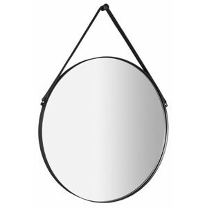 SAPHO ORBITER zrcadlo kulaté s koženým páskem, ø 70cm, černá mat ORT070