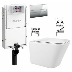 LAUFEN Podomít. systém LIS TW1 SET s chromovým tlačítkem + WC REA Raul Rimless + SEDÁTKO H8946630000001CR RA1