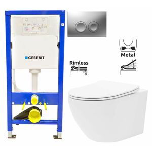 GEBERIT DuofixBasic s matným tlačítkem DELTA21 + WC REA Carlo Flat Mini Rimless + SEDÁTKO 458.103.00.1 21MA CF1