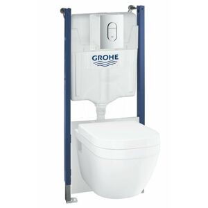 GROHE Solido Set předstěnové instalace, klozetu Euro Ceramic a sedátka softclose, tlačítko Arena Cosmopolitan, chrom 39700000