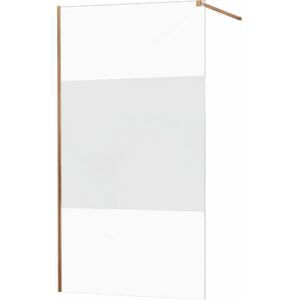 MEXEN/S KIOTO Sprchová zástěna WALK-IN 070x200 cm 8 mm, růžové zlato, Transparent/matné sklo 800-070-101-60-35