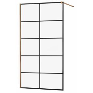 MEXEN/S KIOTO Sprchová zástěna WALK-IN 80x200 cm 8 mm, růžové zlato, černý vzor 1 800-080-101-60-77