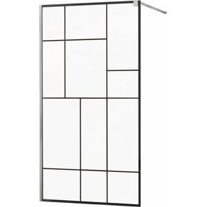 MEXEN/S KIOTO Sprchová zástěna WALK-IN 90x200 cm 8 mm, chrom, černý vzor 2 800-090-101-01-78