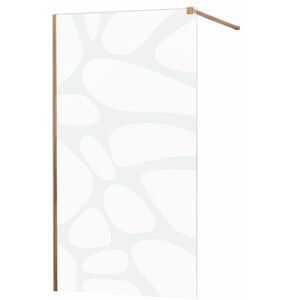 MEXEN/S KIOTO Sprchová zástěna WALK-IN 100x200 cm 8 mm, růžové zlato, bílý vzor 800-100-101-60-97