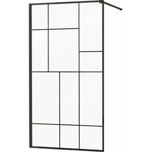 MEXEN/S KIOTO Sprchová zástěna WALK-IN 100x200 cm 8 mm, černá, černý vzor 2 800-100-101-70-78