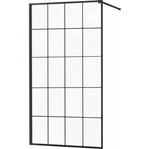 MEXEN/S KIOTO Sprchová zástěna WALK-IN 130x200 cm 8 mm, černá, černý vzor 1 800-130-101-70-77