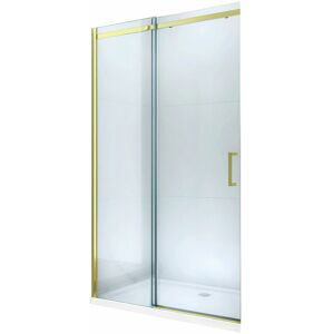 MEXEN OMEGA posuvné dveře 130x190 cm 8 mm zlatá, transparent se sadou pro niku 825-130-000-50-00