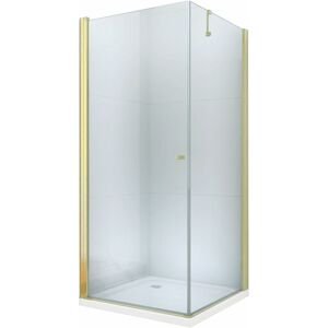MEXEN/S Pretoria otevírací sprchový kout 70x80 cm, sklo transparent, zlatá + vanička 852-070-080-50-00-4010