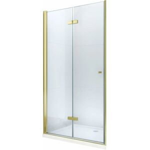 MEXEN Lima skládací sprchové dveře 70 cm, čiré sklo, zlatý se stěnovým profilem 856-070-000-50-00