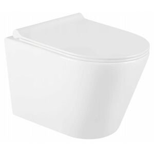 MEXEN/S Rico Závěsná WC mísa Rimless včetně sedátka s slow-slim, Duroplast, bílá 30720500 30720500