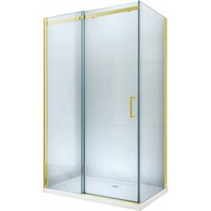 MEXEN/S Omega sprchový kout posuvný 110x100 cm, sklo transparent, zlatá + vanička 825-110-100-50-00-4010