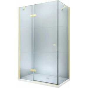 MEXEN/S Roma sprchový kout 110x70 cm, kyvné, čiré sklo, zlatý + vanička 854-110-070-50-00-4010