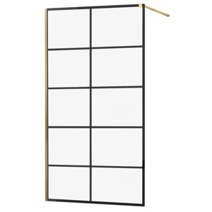 MEXEN/S KIOTO Sprchová zástěna WALK-IN 70x200 cm 8 mm, zlatá, černý vzor 1 800-070-101-50-77