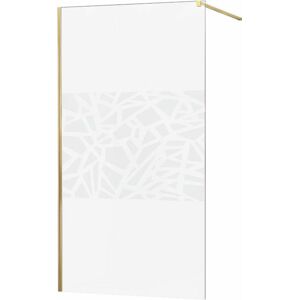 MEXEN/S KIOTO Sprchová zástěna WALK-IN 70x200 cm 8 mm, zlatá, bílý vzor 800-070-101-50-85